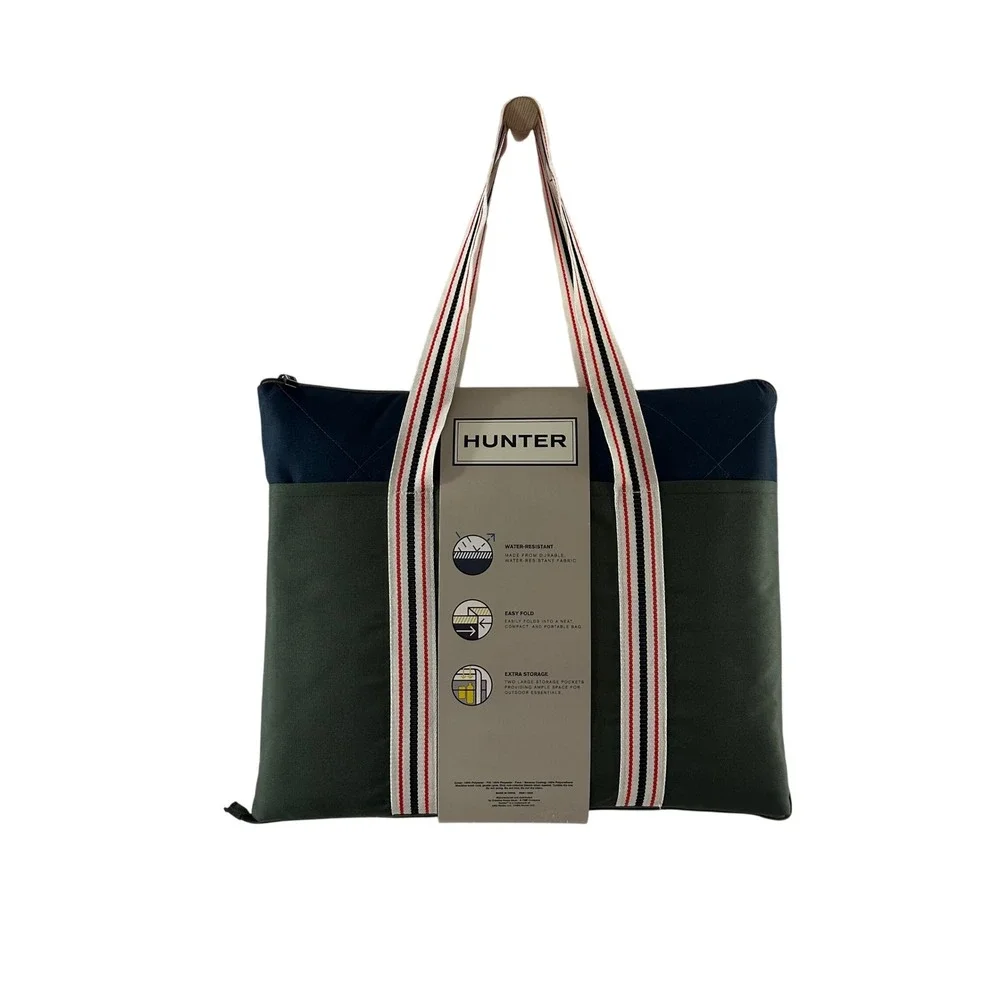 Hunter Outdoor Blanket Water-Resistant Picnic Mat Olive Navy Tote 60x70 NEW